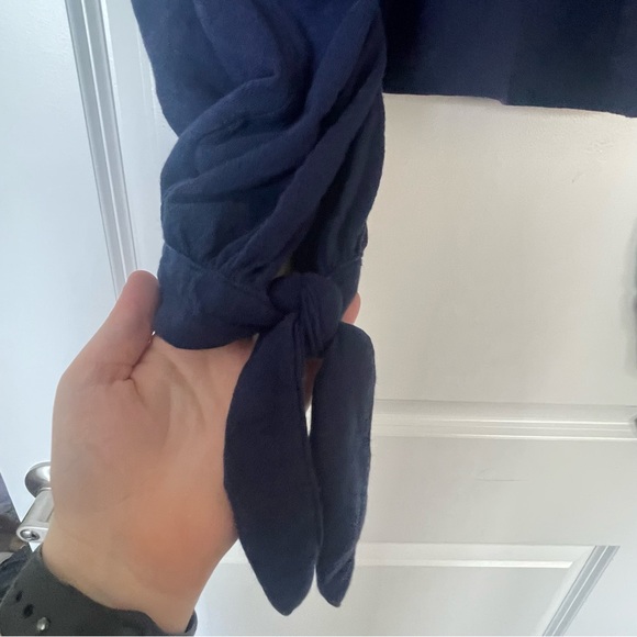 Free people embroidered navy cropped tie top - Picture 7 of 7
